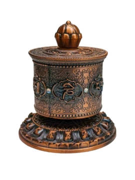 Rueda de Oración de Bronce para Rituales Budistas