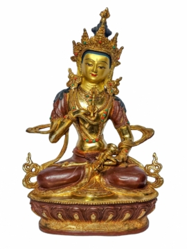 Vajrasattva Copper Statue - Gold Plated, Chocolate Finish