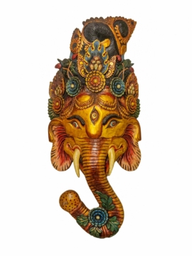 Máscara de Ganesh - Escultura de Madera de Álamo