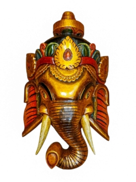 Máscara de Madera de Ganesh - Artesanía en Álamo