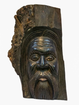 Máscara Baba hecha a mano de madera de álamo para colgar en la pared