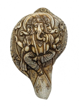 Concha tallada de Ganesh de Nepal