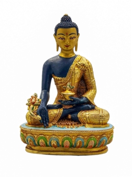 Healing Medicine Buddha Miniature Statue - Copper Craftsmanship, 10 cm Tall