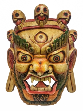 Máscara de Bhairav en madera de álamo blanco