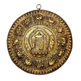 Calendario tibetano de bronce con el sagrado Kalachakra