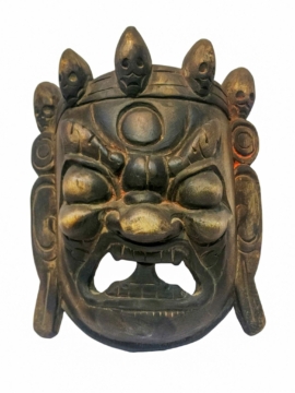 Máscara de madera Bhairab colgante de pared - Madera de álamo
