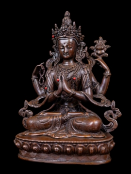 Statue de Chenrezig en cuivre de haute qualité - Bodhisattva de la compassion, protecteur de tous les êtres