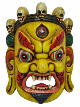 Máscara de Makhala - Colgante de Pared de Álamo Amarillo