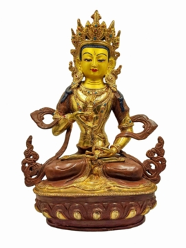 Handmade Copper Vajrasattva Statue, Partly Gold-Plated