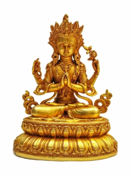 Handmade Copper Chenrezig Miniature Statue – Bodhisattva of Compassion