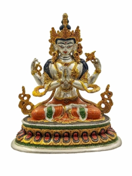 High-Quality Copper Chenrezig Miniature Statue - Bodhisattva of Compassion