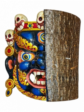 Media de Pared de Máscara de Madera de Bhairav Medio