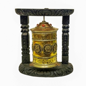 Wooden Prayer Wheel for Blessings and Merit
