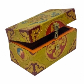 Caja ritual tibetana de madera - Almacenamiento hecho a mano