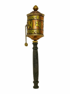 Brass and Wood Handheld Prayer Wheel
