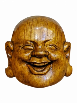 Máscara del Buda Risueño Elaborada a Mano en Madera de Álamo