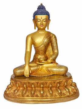 Statue de Bouddha Shakyamuni en cuivre - Artisanat de l'Éveil, 46 cm