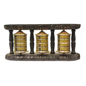 Handmade Wood and Brass Wall Prayer Wheel