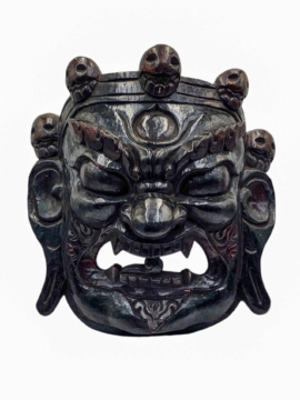 Máscara de Pared Bhairav - Madera de Álamo Artesanal