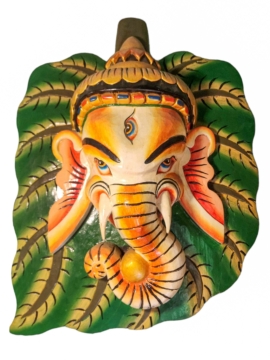 Máscara de madera de Ganesh - Colgante de pared de álamo