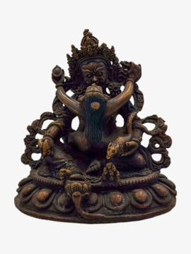 Yellow Jambhala Copper Miniature Statue - Embrace Generosity and Abundance