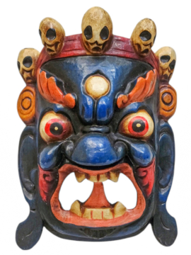 Escultura de Máscara de Pared en Madera de Álamo de Bhairav