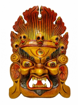 Máscara de Madera de Bhairava de Fuego - Protección de Mahakala