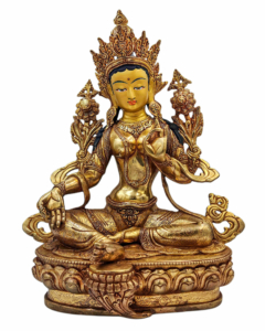 Green Tara Statue - Copper, Full Gold-Plated