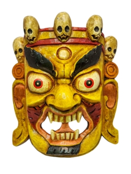 Máscara de Madera de Bhairav con Mahakala Blanco