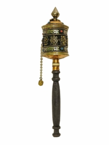 Brass and Wood Hand Held Prayer Wheel