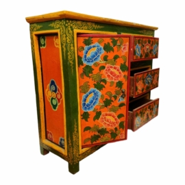 Armario de madera tibetano hecho a mano con cajones
