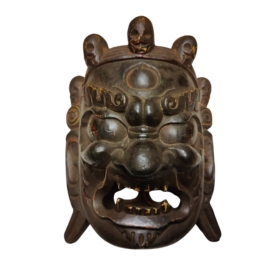 Máscara de Bhairav - Escultura de Madera de Álamo