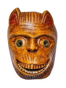 Máscara de Madera Tibetana - Artesanía en Madera de Álamo