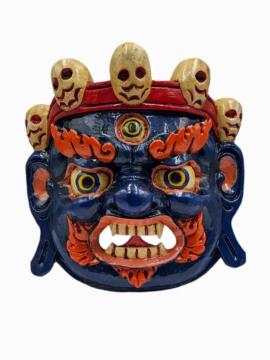 Máscara de Bhairav en Madera – Colgante de Pared de Madera de Álamo