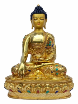 Shakyamuni Buddha Copper Statue with Gold Finish