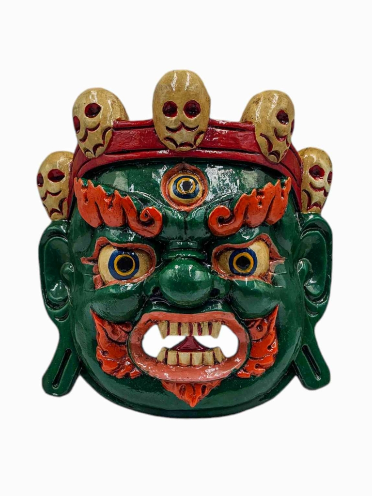 Máscara de Madera de Bhairav - Colgante de Pared de Álamo