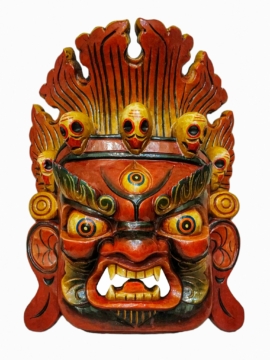 Máscara de Bhairava de Fuego en Madera de Álamo