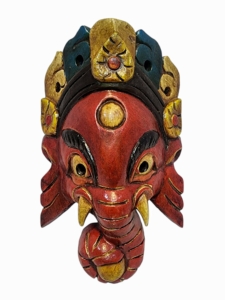 Ganesh Wooden Mask Wall Hanging in Poplar
