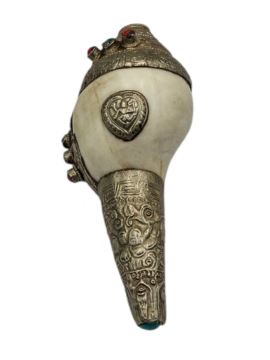 Montura de piedra de concha - Blanco y plata