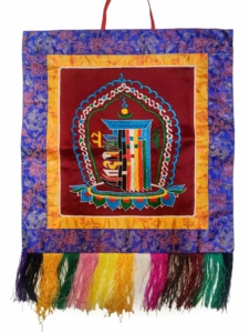 Tibetan Cochin Brocade Wall Hanging - Prayer Wheel