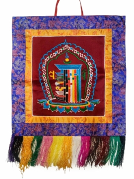 Tapestry de brocado cochin tibetano - Rueda de oración