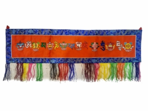 Tibetan Cochin Brocade Ashtamangala Wall Hanging
