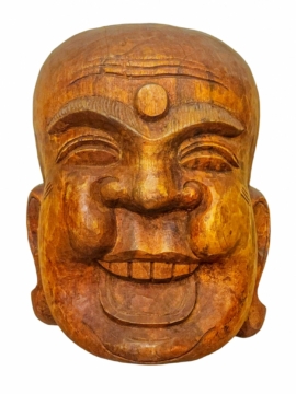 Colgante de Madera del Buda Risueño de Nepal