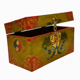 Boîte en bois rituelle tibétaine pour objets sacrés