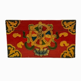 Boîte en bois rituelle tibétaine pour objets sacrés