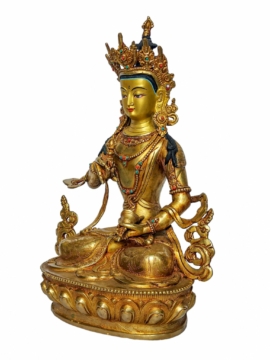Statue en cuivre de Vajrasattva – Doré à l&rsquo;or et peint sur le visage, Purificateur du Karma