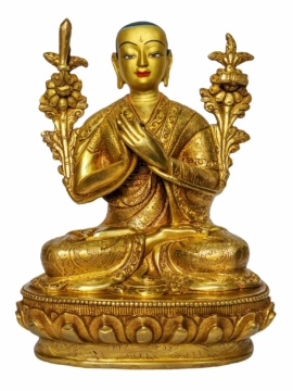 Tsongkhapa Copper Statue with Gold Plating