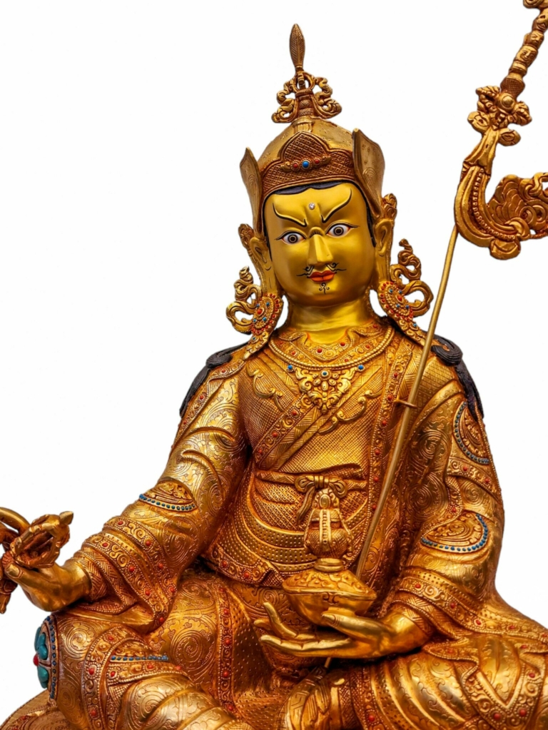 Copper Padmasambhava Statue with Gold Plated Finish