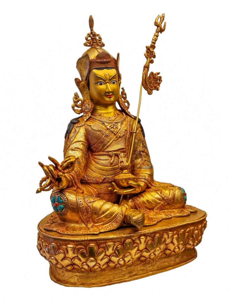 Copper Padmasambhava Statue with Gold Plated Finish