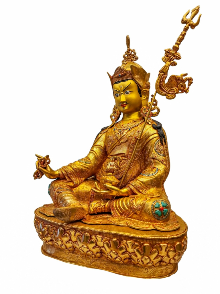 Copper Padmasambhava Statue with Gold Plated Finish